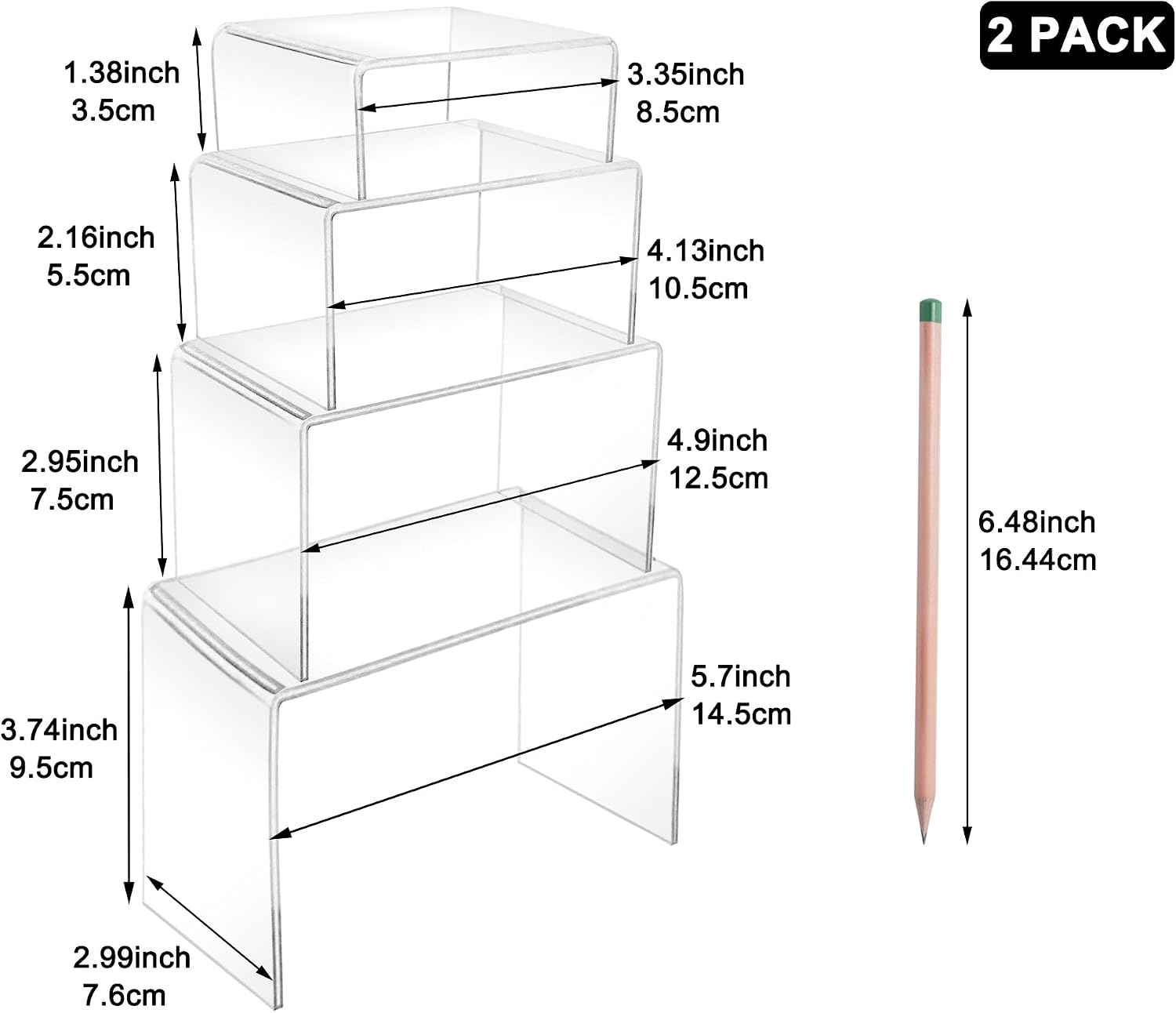 Acrylic Display Risers Product Stand / Clear / Set of 8
