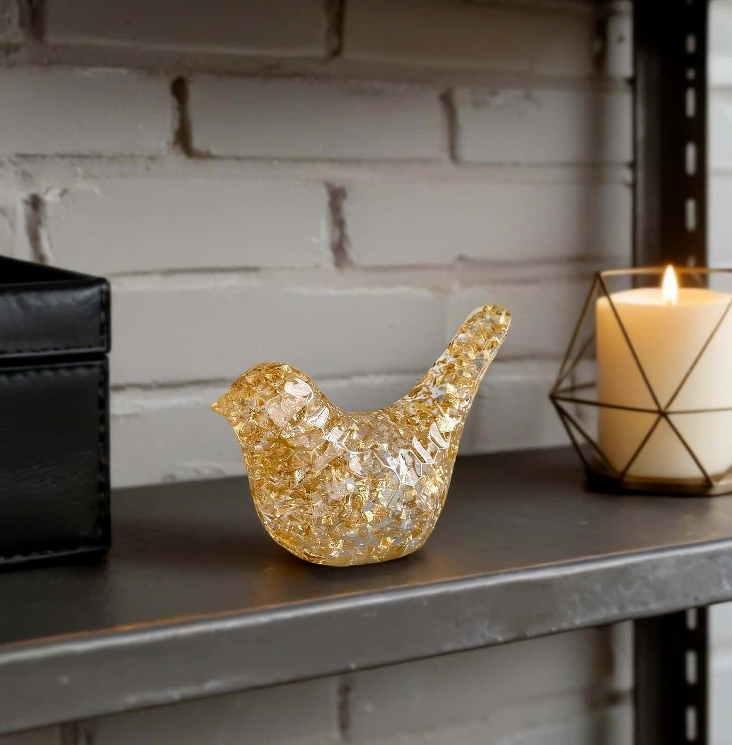 Goldfoil Glitter Bird Figurines Staue Minimalist Home Decor Accents / Gold Glitter