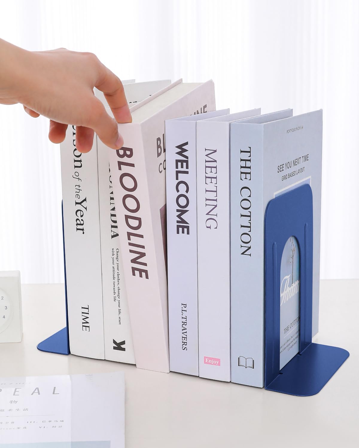 Metal Book Ends / Blue / Set of 2