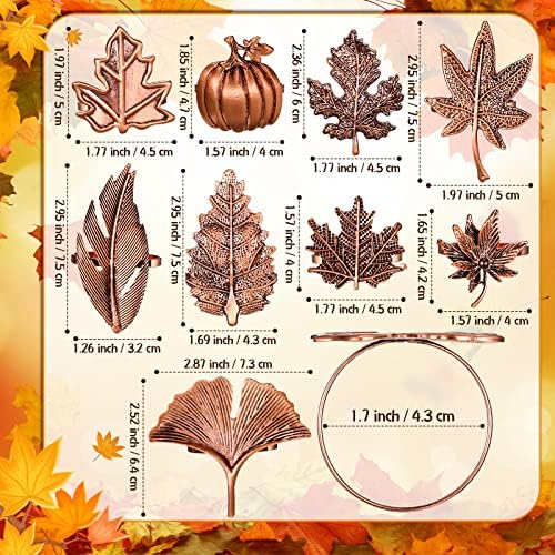 Remerry 27 pcsThanksgiving Napkin Rings Set Fall Autumn Metal Holders