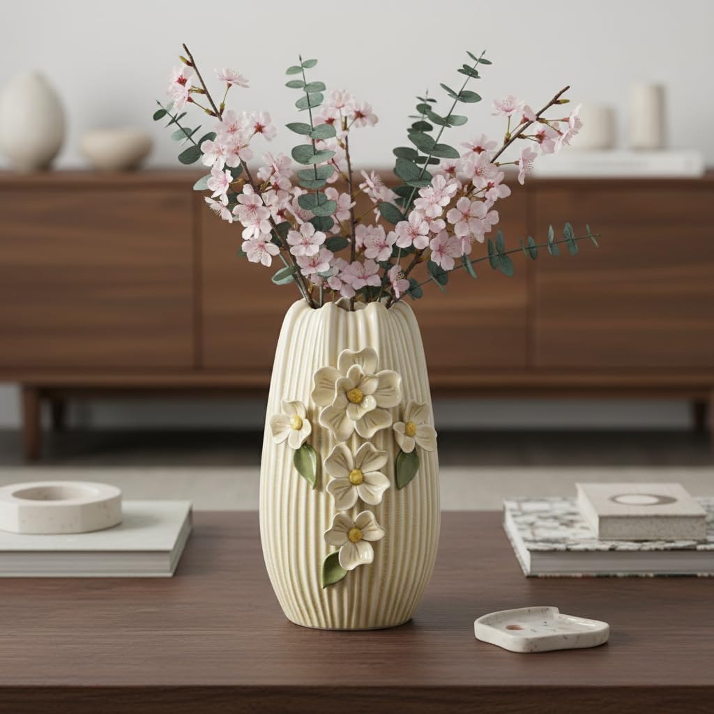 Ceramic Vase / Modern Centerpiece Vases Home Decor / Yellow / 9 Inch