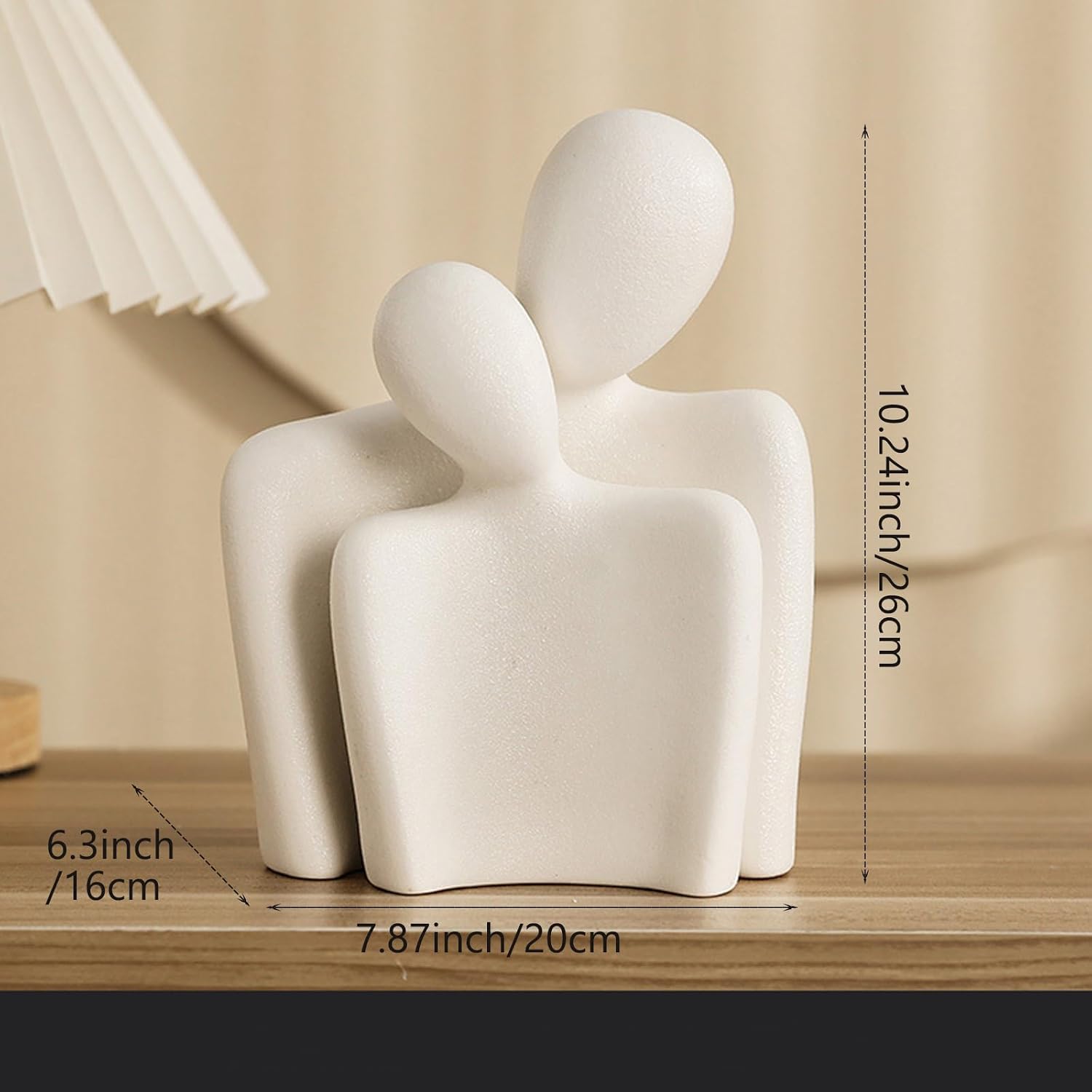 Ceramic Couple Statue Modern Shelf Decor Knick Knacks / Xl-10.2in
