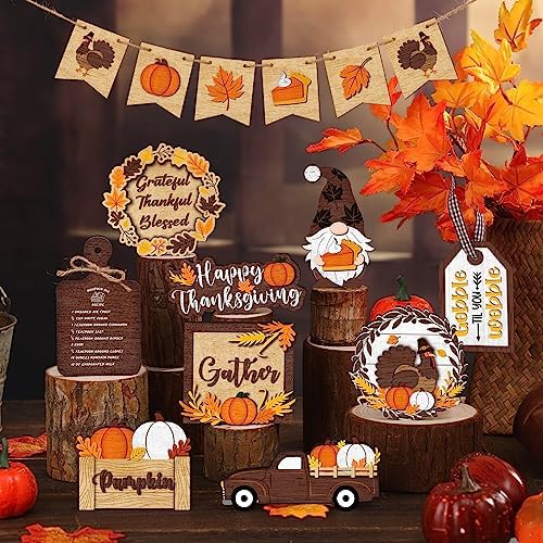 BBTO 15 Set Fall Tiered Tray Decor Rustic Farmhouse 3D Layered Wooden Signs