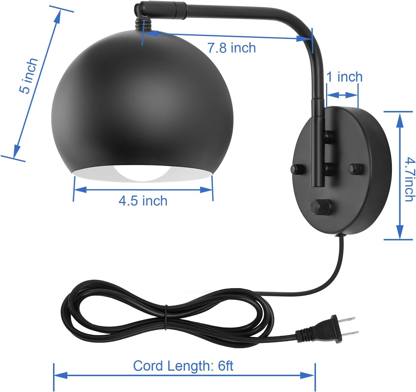 VATONI Wall Sconce with Remote Control, Dimmable Plug in Wall Sconces and Adjustable Color Temperature 2700K~6000K