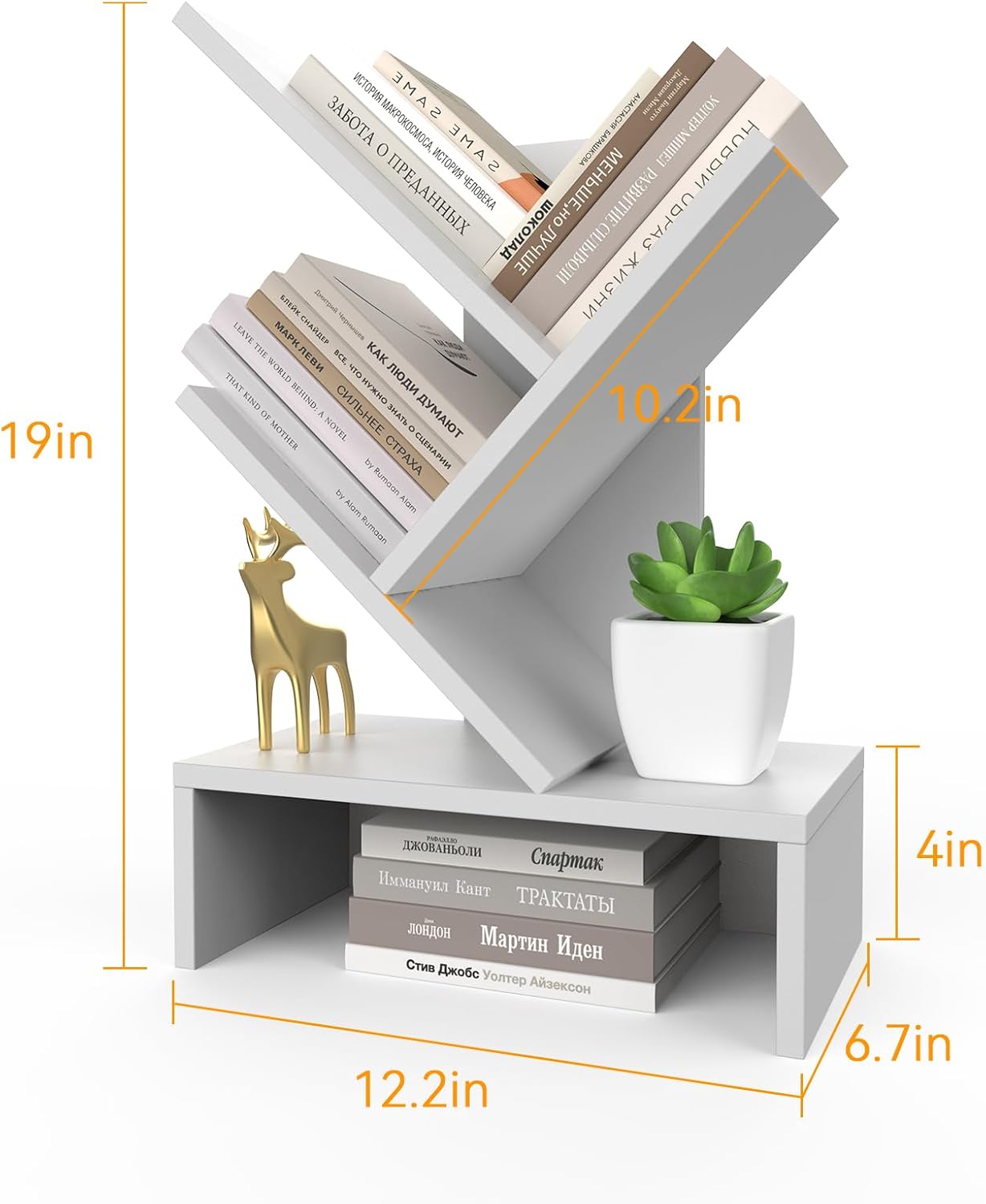 Compact Book Holder for Small Spaces / 4-tier-white