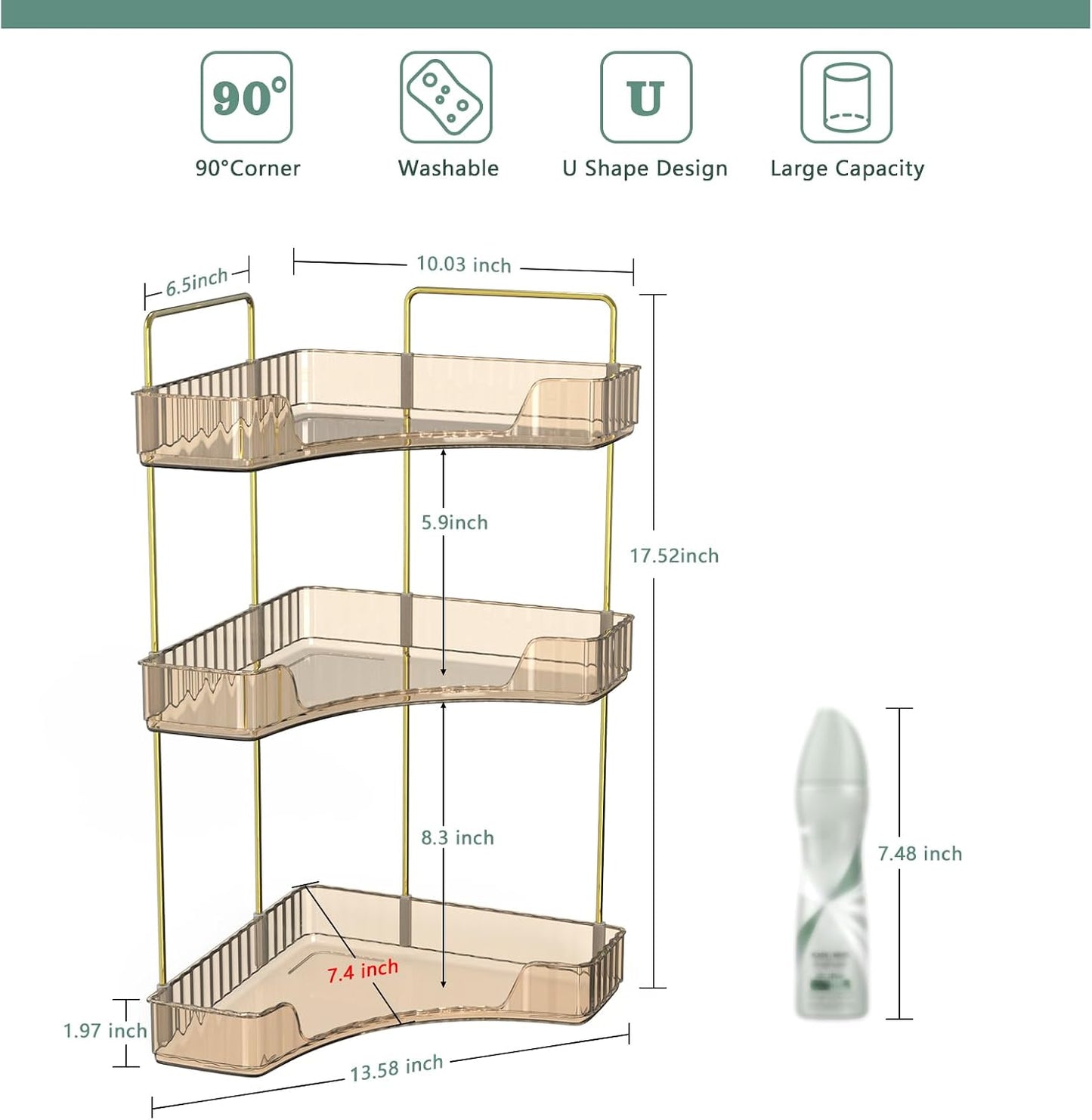 Webetop 3 Tier Corner Bathroom Organizer Countertop for Skincare & Dresser | Multi-Purpose For Toiletries/Perfume, Easy