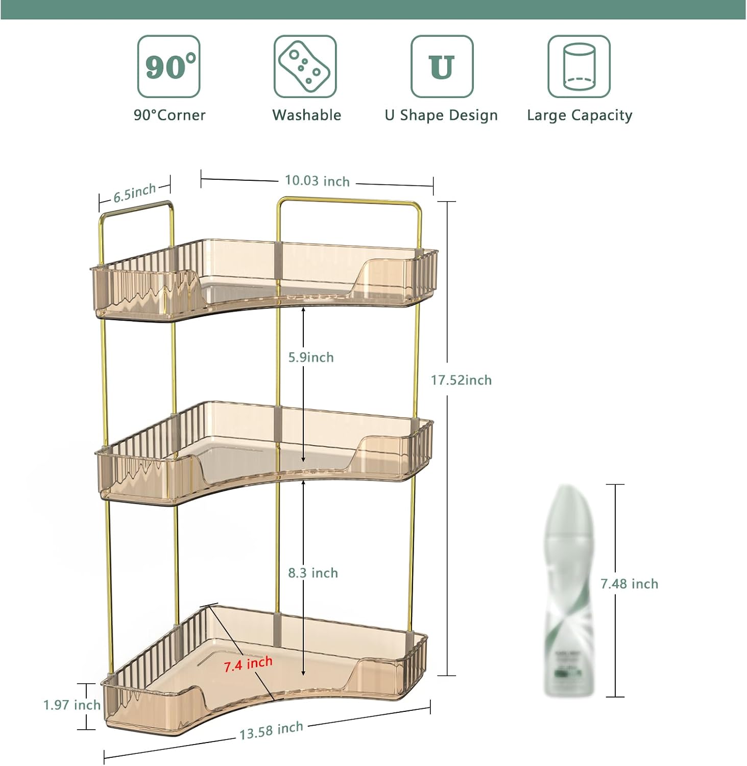 Webetop 3 Tier Corner Bathroom Organizer Countertop for Skincare & Dresser | Multi-Purpose For Toiletries/Perfume, Easy