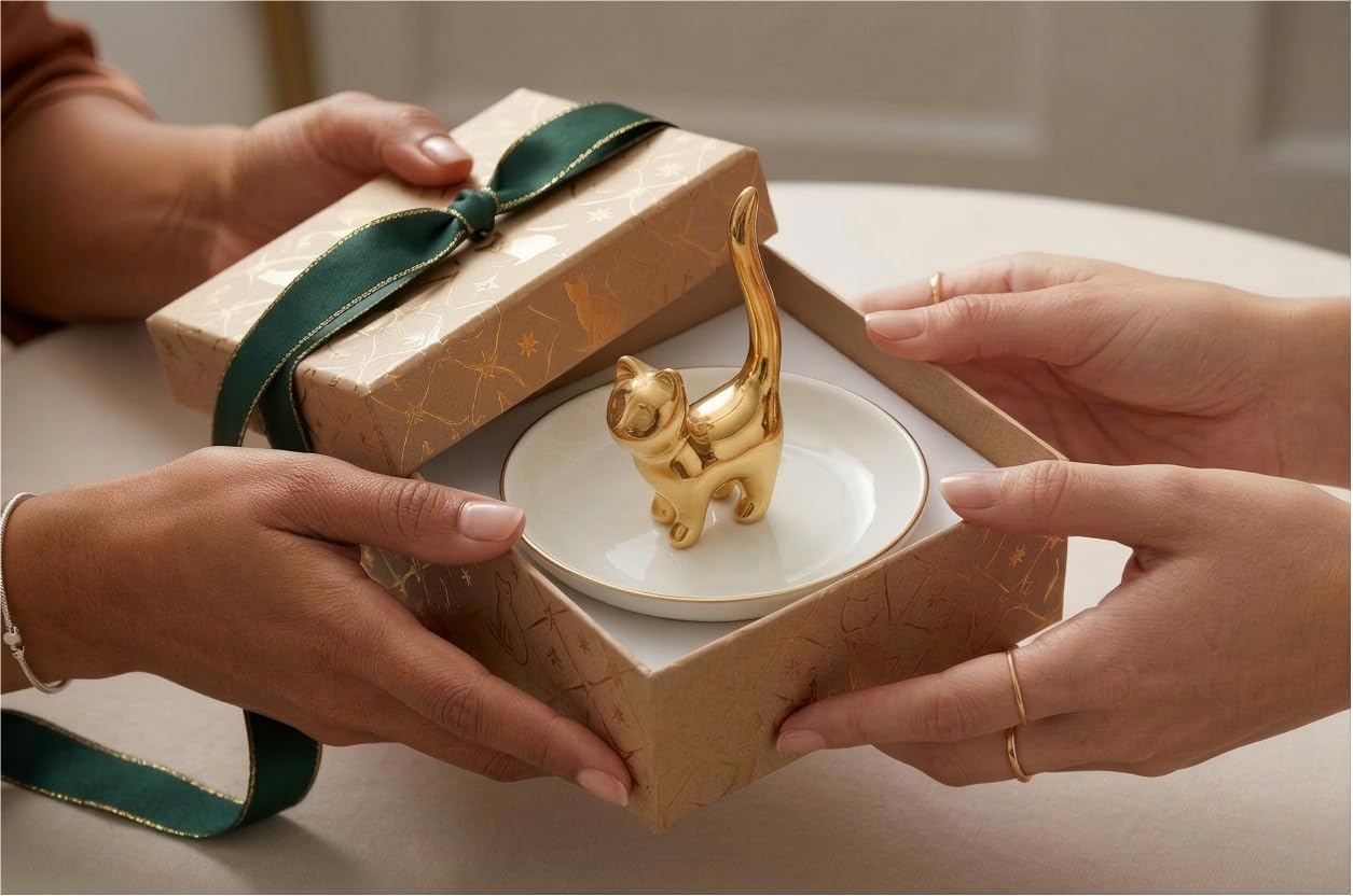 Ceramic Ring Dish Trinket Tray for Jewelry / Yellow Gold