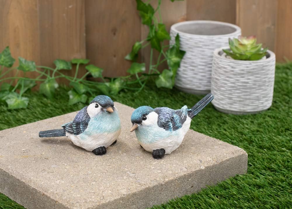Bluebird Bright and White Polyresin Figurine / Blue / 5.25 Inch / Set of 2