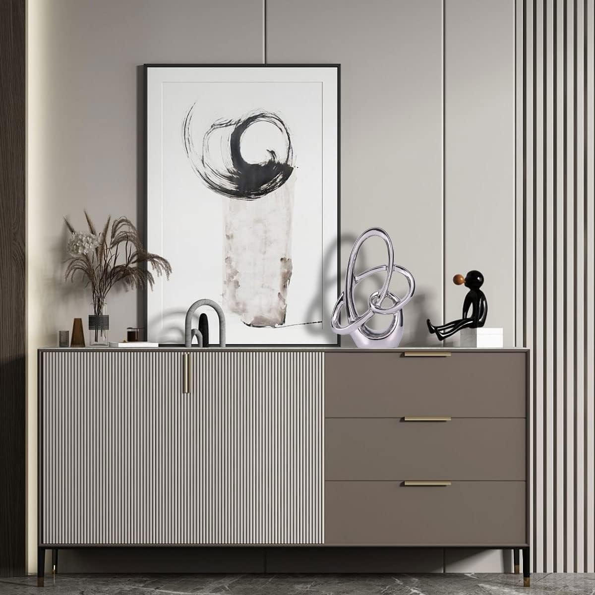 Modern Decor Ceramic Statue / Silver / Large