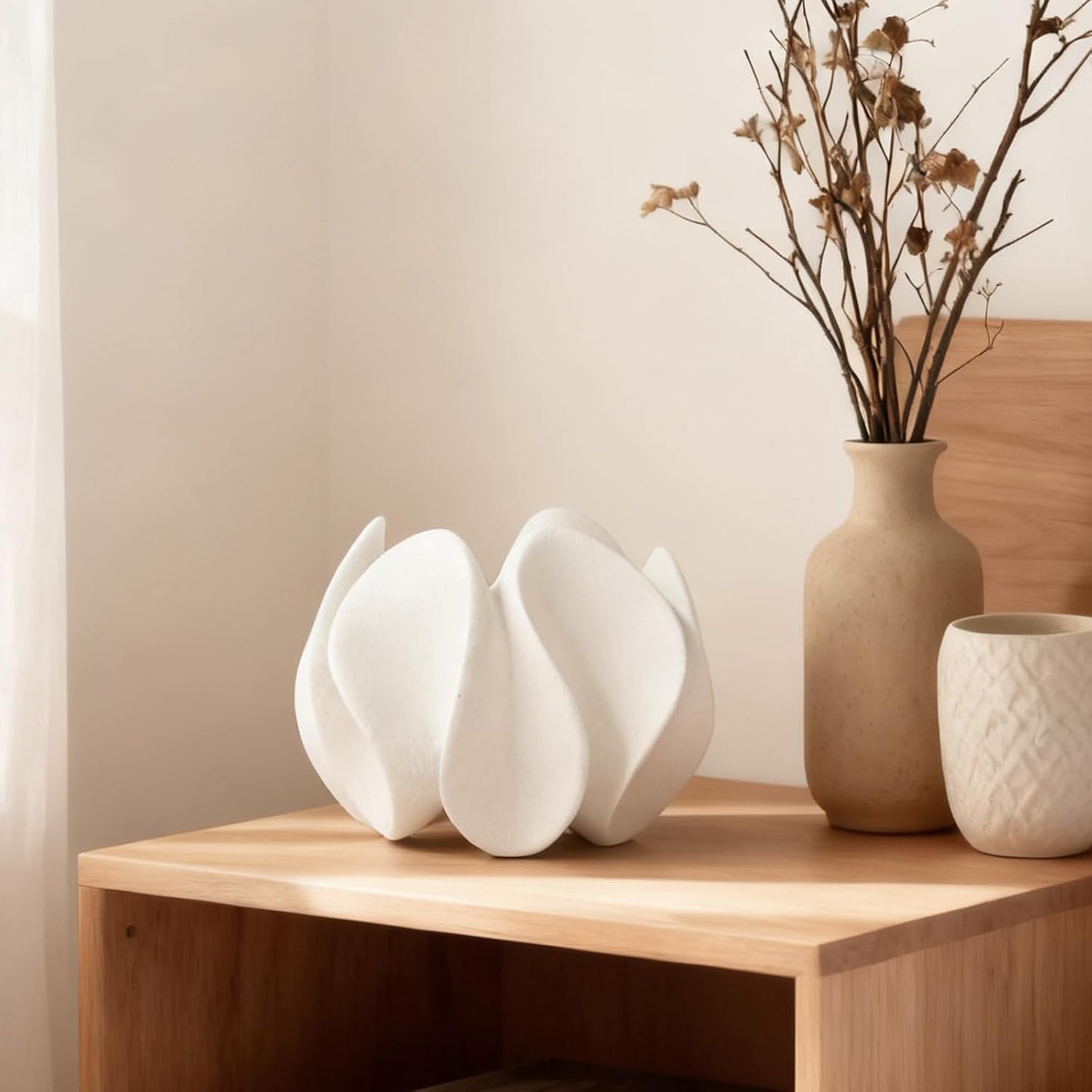 Modern White Textured Art Statue / Pure White
