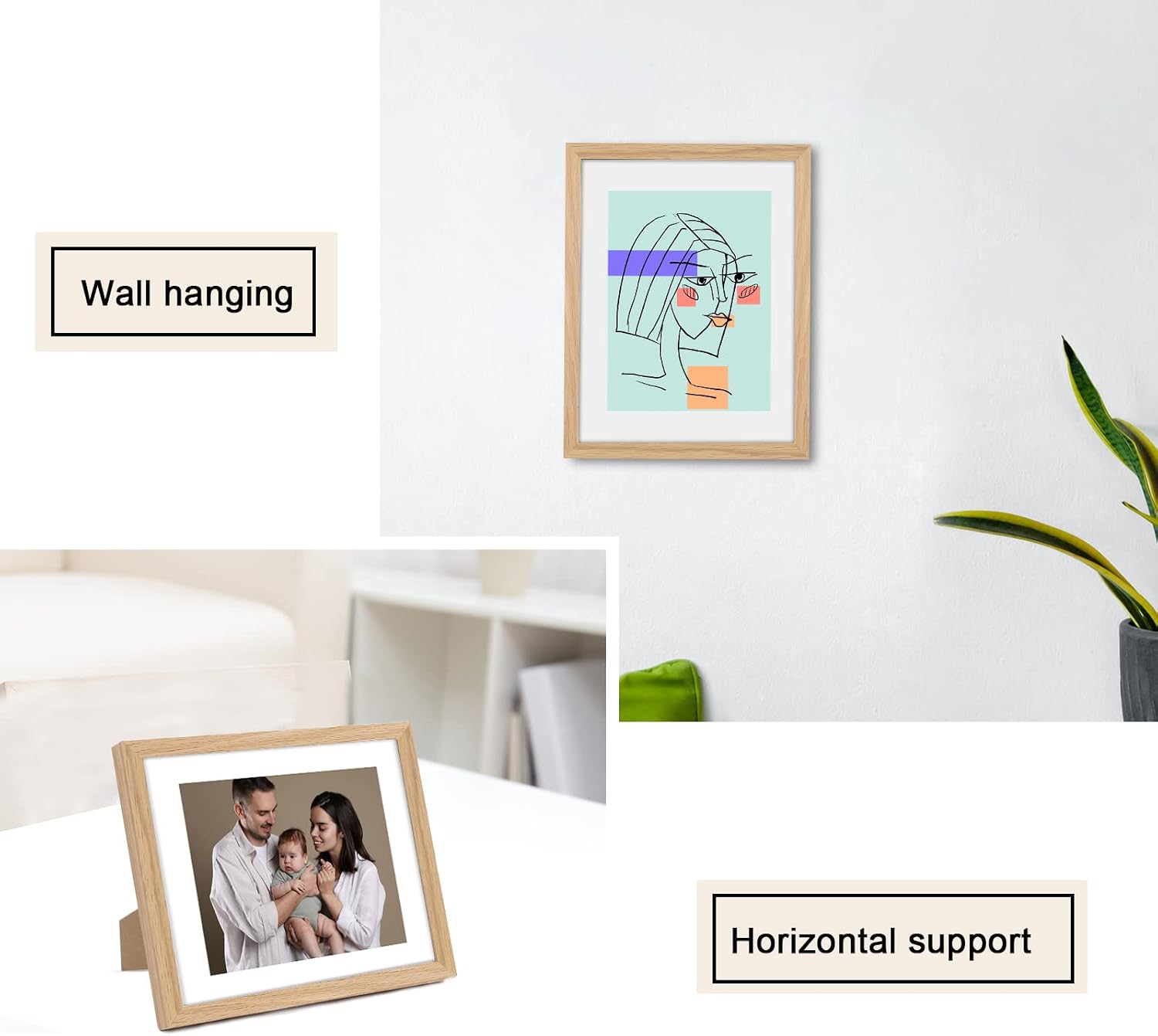 Solid Oak Wood Picture Frame / Beige-1p / 8 x 10