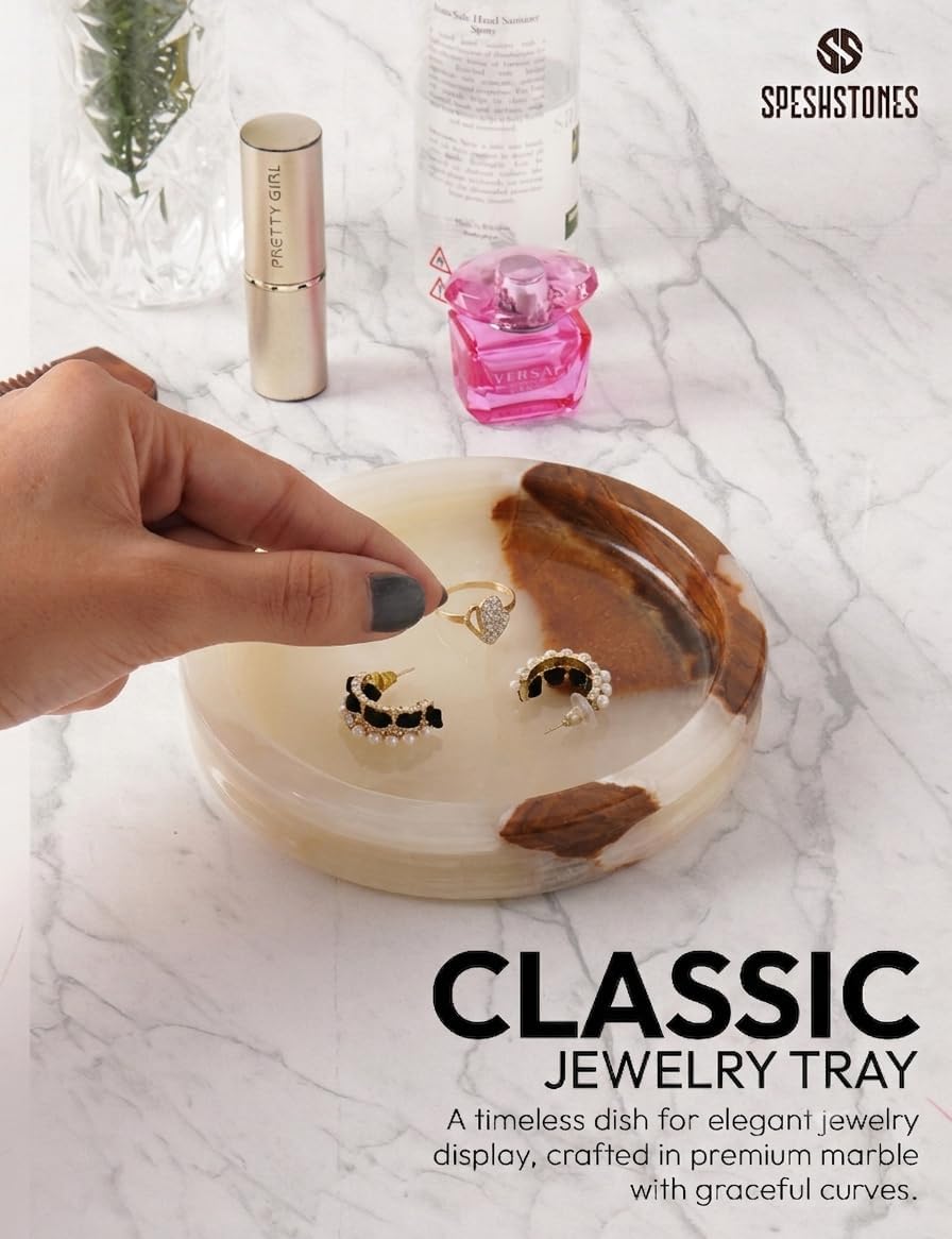 Key Tray / Candle & Trinket Dish / Cream Onyx / 5 Inch