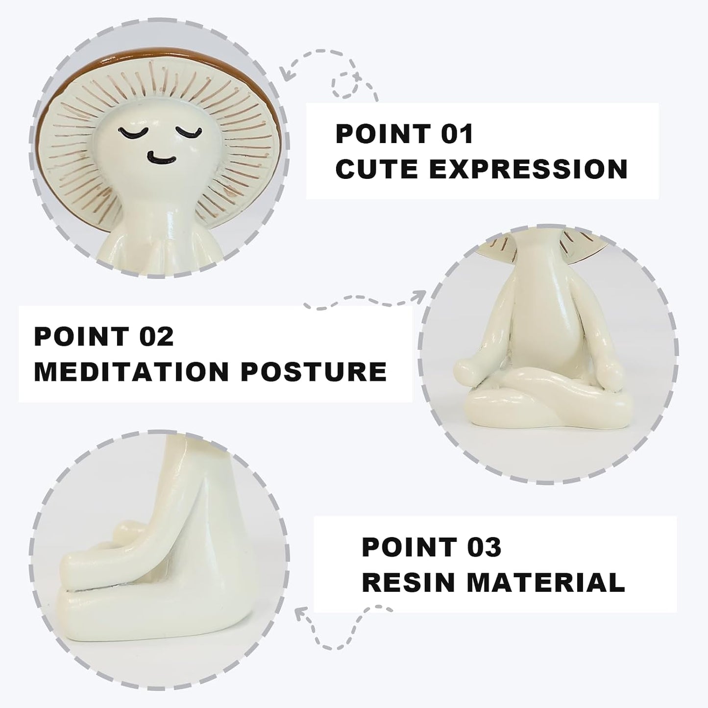 Meditation Mushroom Statue / Brown / Set of 3