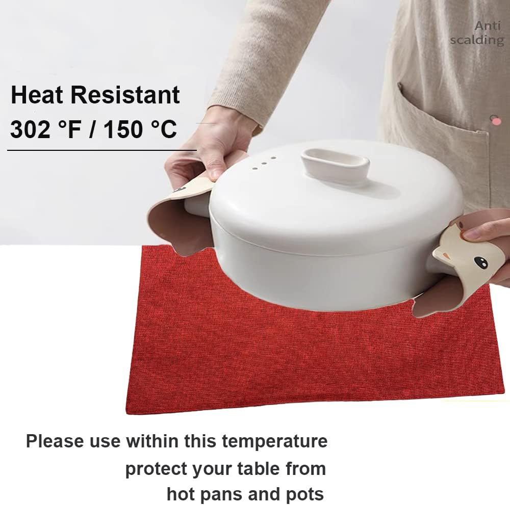 Weabetfu Cloth Placemats Set of 6 Heat Resistant Dining Table Place mats | Cotton Linen Machine Washable Kitchen Table