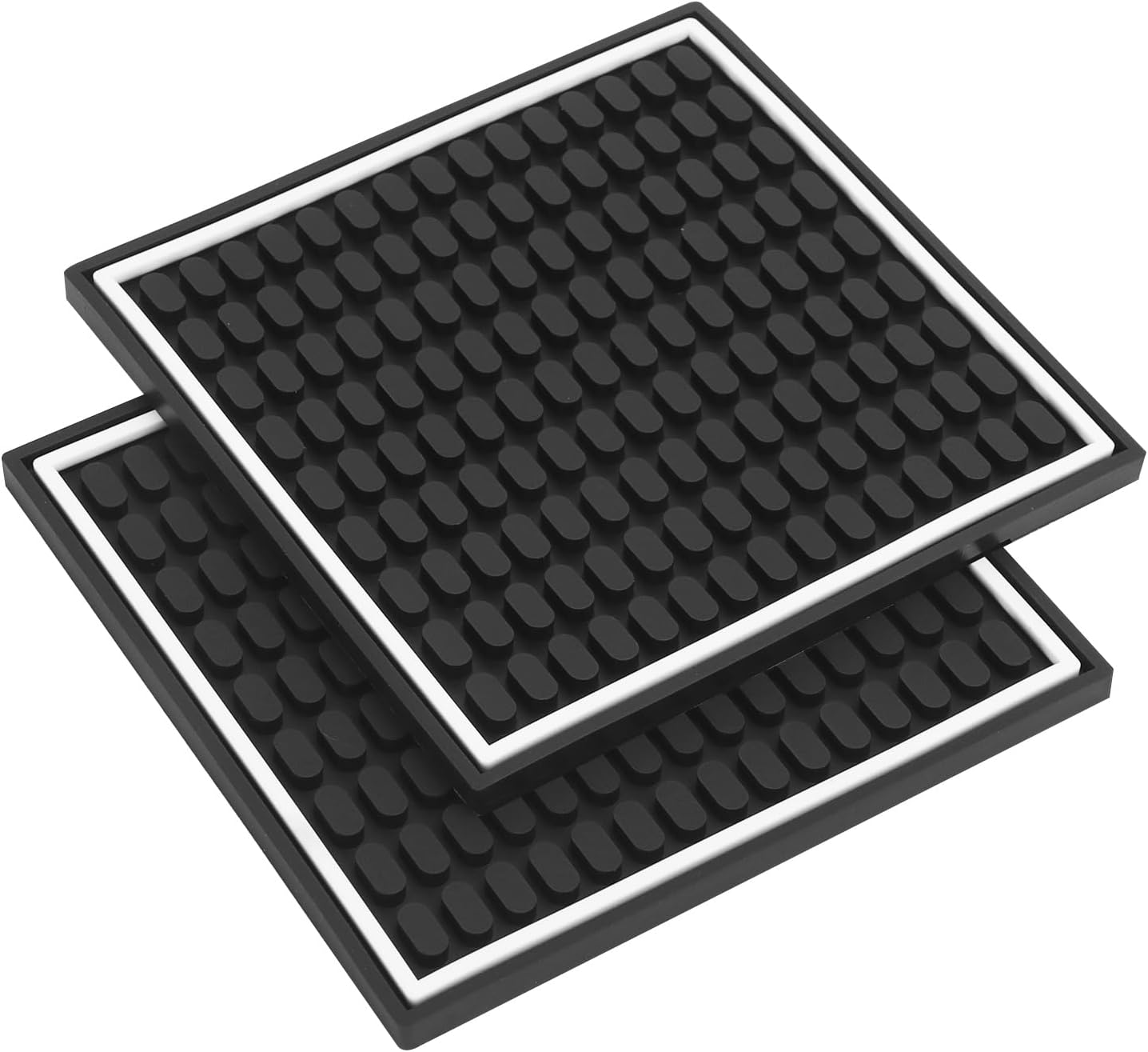 Holder / Black Rubber Coasters / 4 x 4 / Inch Square Black / Set of 24