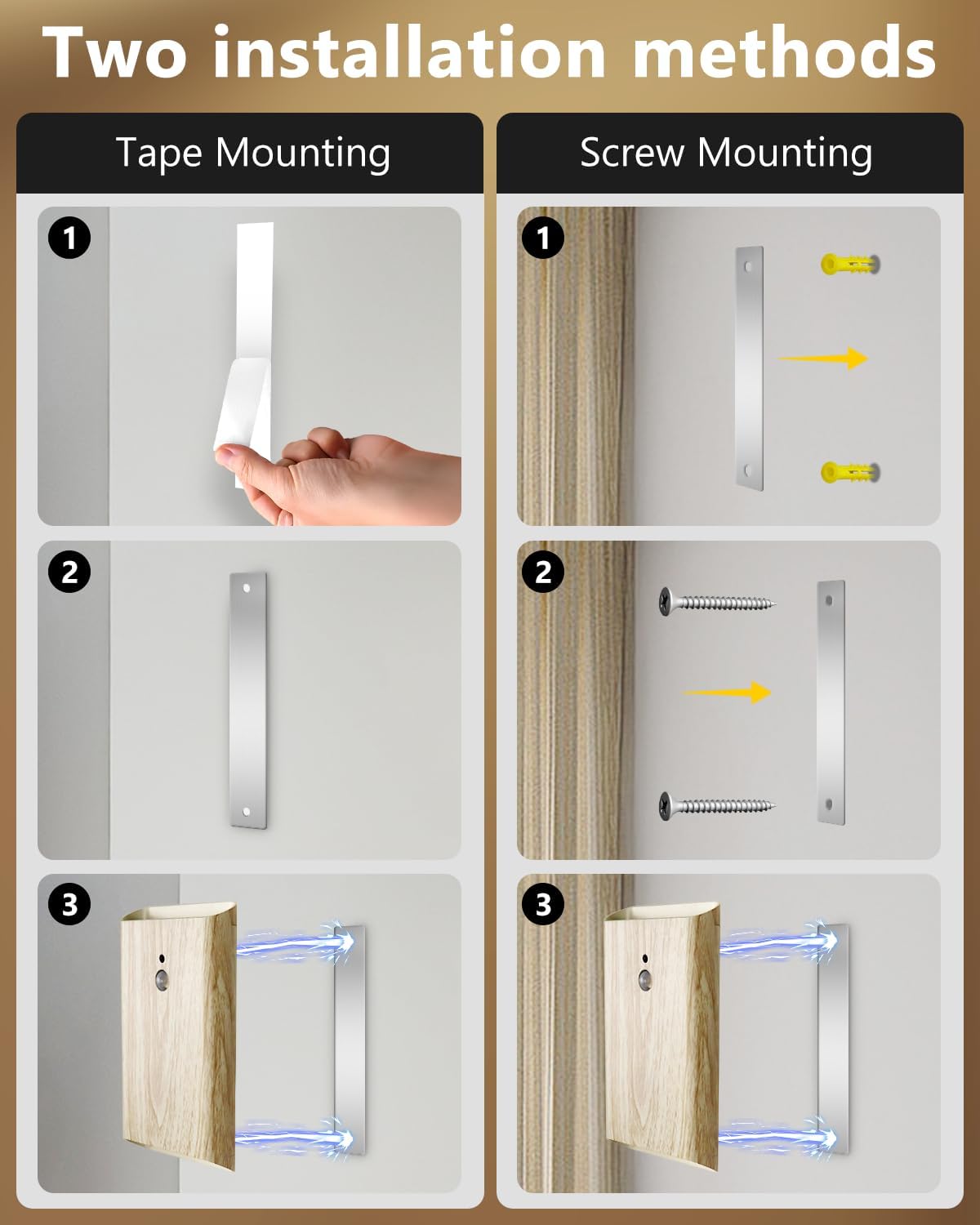 Rechargeable Motion Sensor Wall Sconce Set of 2 (Wood) | 5000mAh Battery Operated Wall Light Indoor, 3 Colors Up/Down