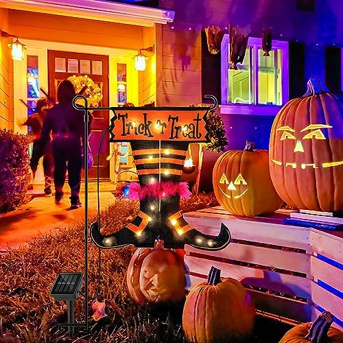 Lighted Halloween Garden Flag,12x18 Inch Solar Powered Yard Flag