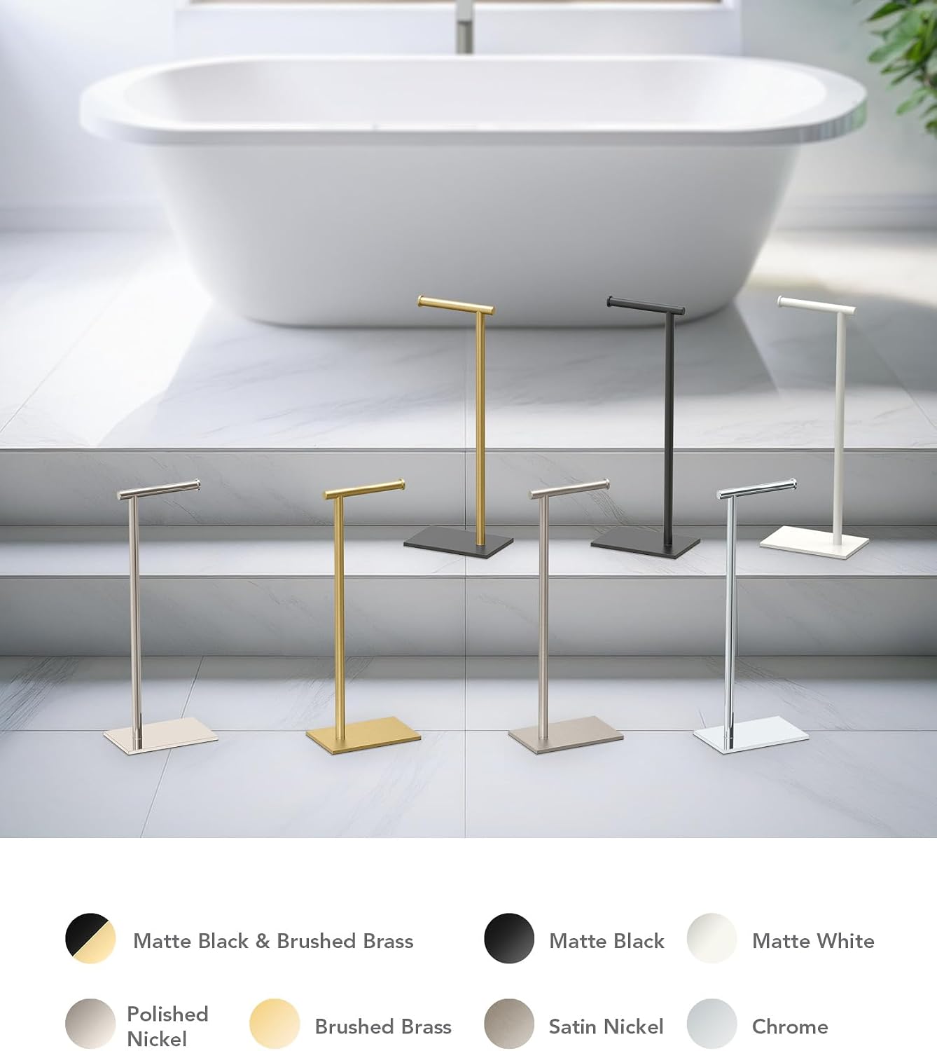 Gatco 1431W Modern Rectangle Base Freestanding Toilet Paper Holder, 21.25", Matte White with Weighted Base