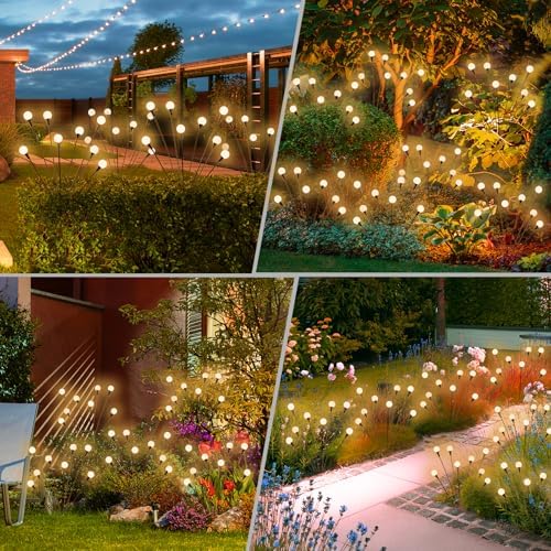 Solar Lights Outdoor Waterproof, 10 Packs 80LED, Solar Garden, Patio, Garden Decor, Patio Decor, Firefly Outdoor, Unique Gifts for Women, Gifts for Grandma