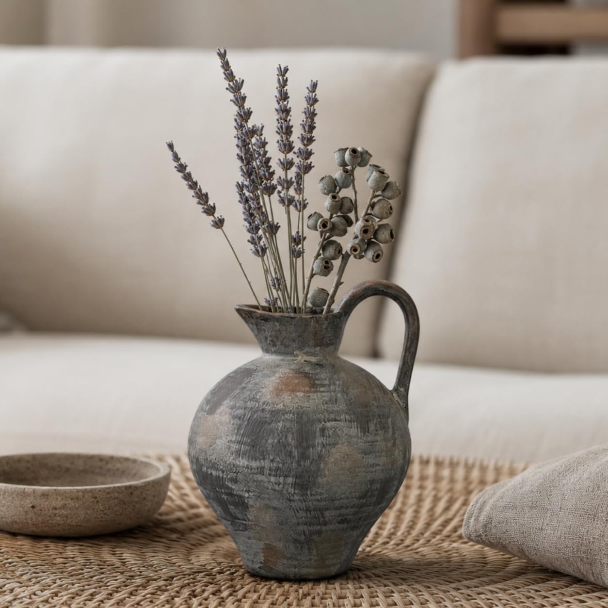 Ceramic Rustic Farmhouse Vase / Brown / Shape 1 / 8.86 Inch