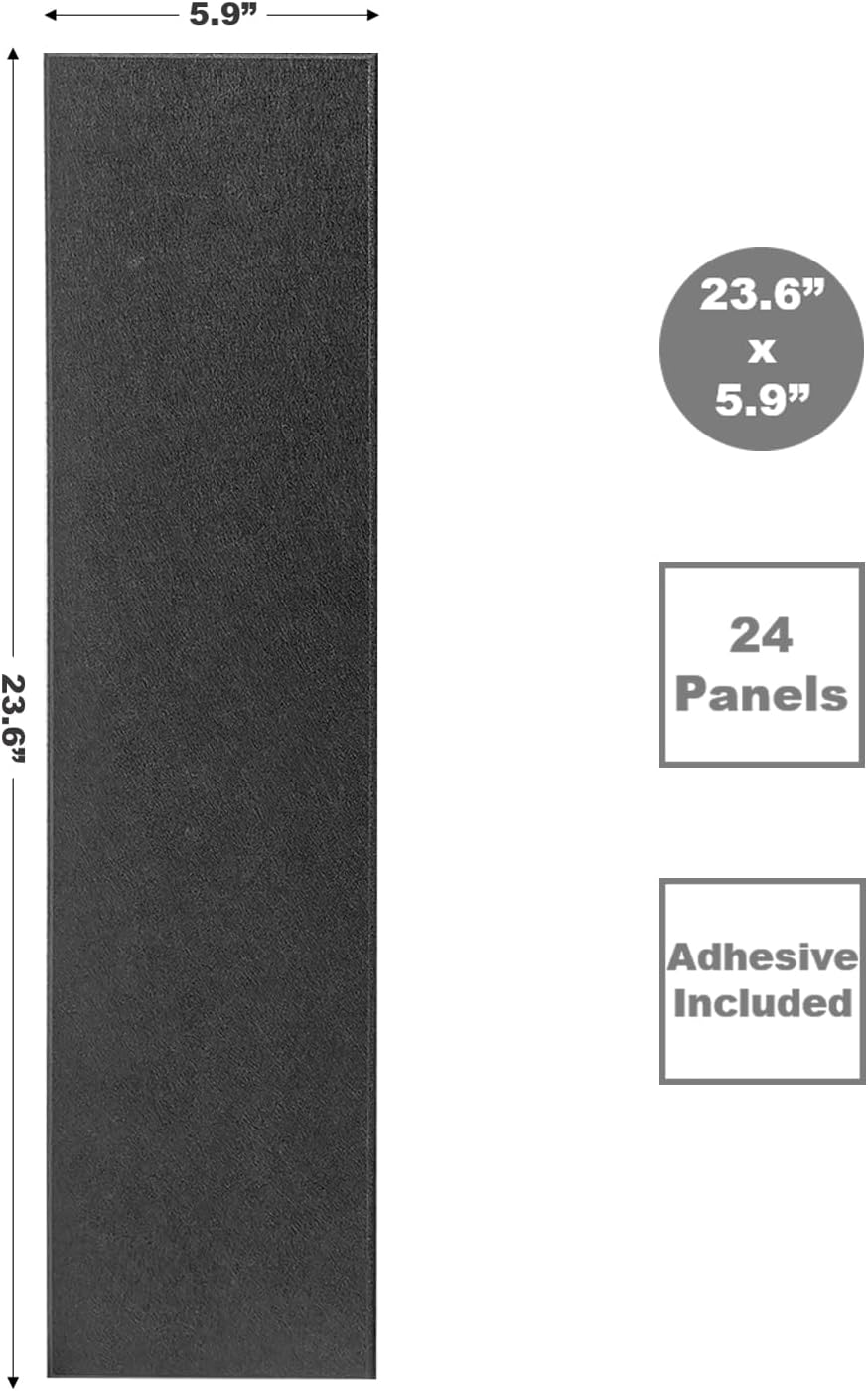 Shiplap Felt Wall Panels, Black, 24 Pack, Modern Wall Paneling, Peel and Stick, Sound Absorbing, 23.25 sq ft