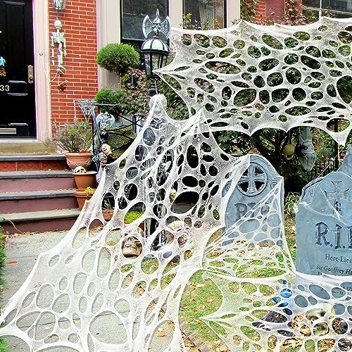 DULEFUN Halloween Spider Web Decorations 13.5ft Giant Stretchy Beef Netting