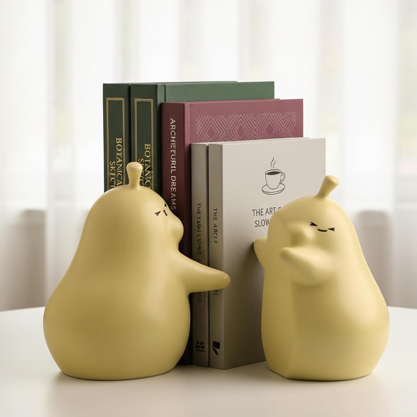 Creative Ceramic Book Holder Stopper / Matte Yellow