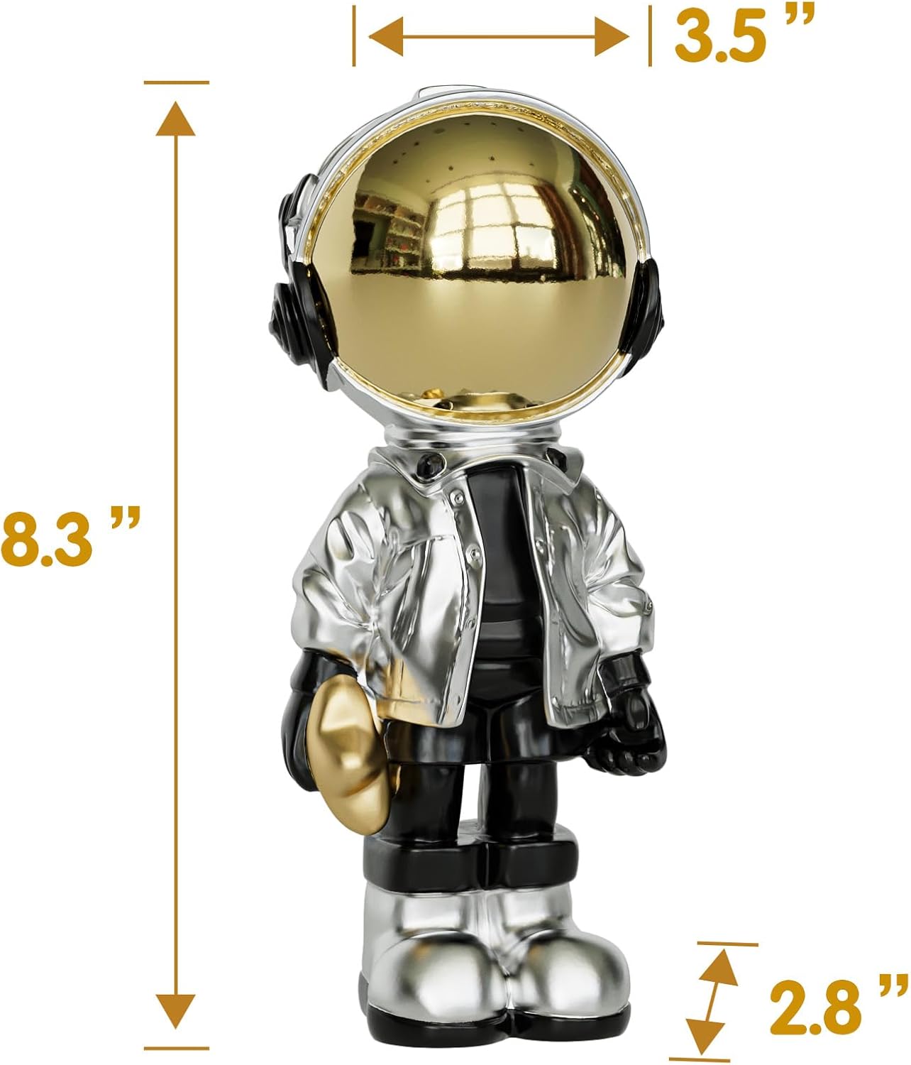 Small Figurine Statue Astronaut Sculpture Decor / Silver / Medium