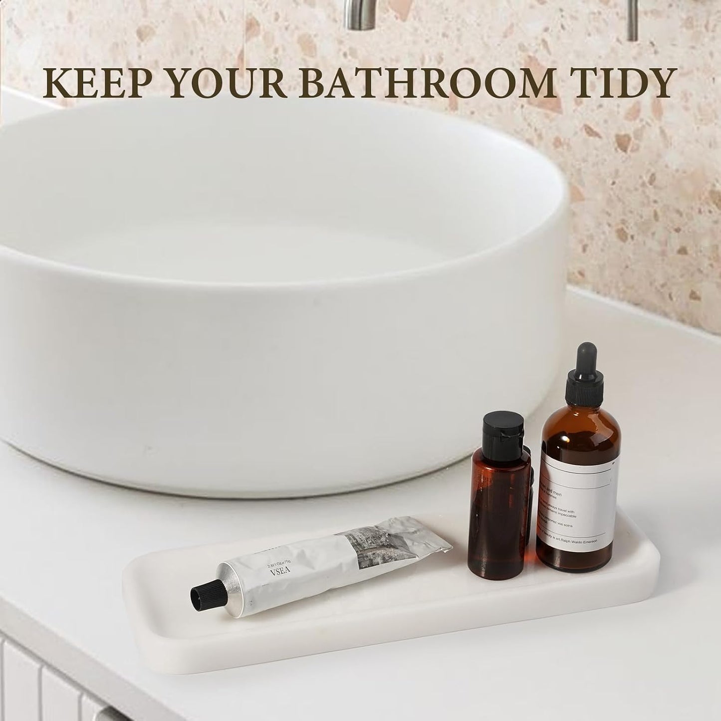 Stone Tray / Marble Tray / 12 x 4 / Namib Bianco / Natural