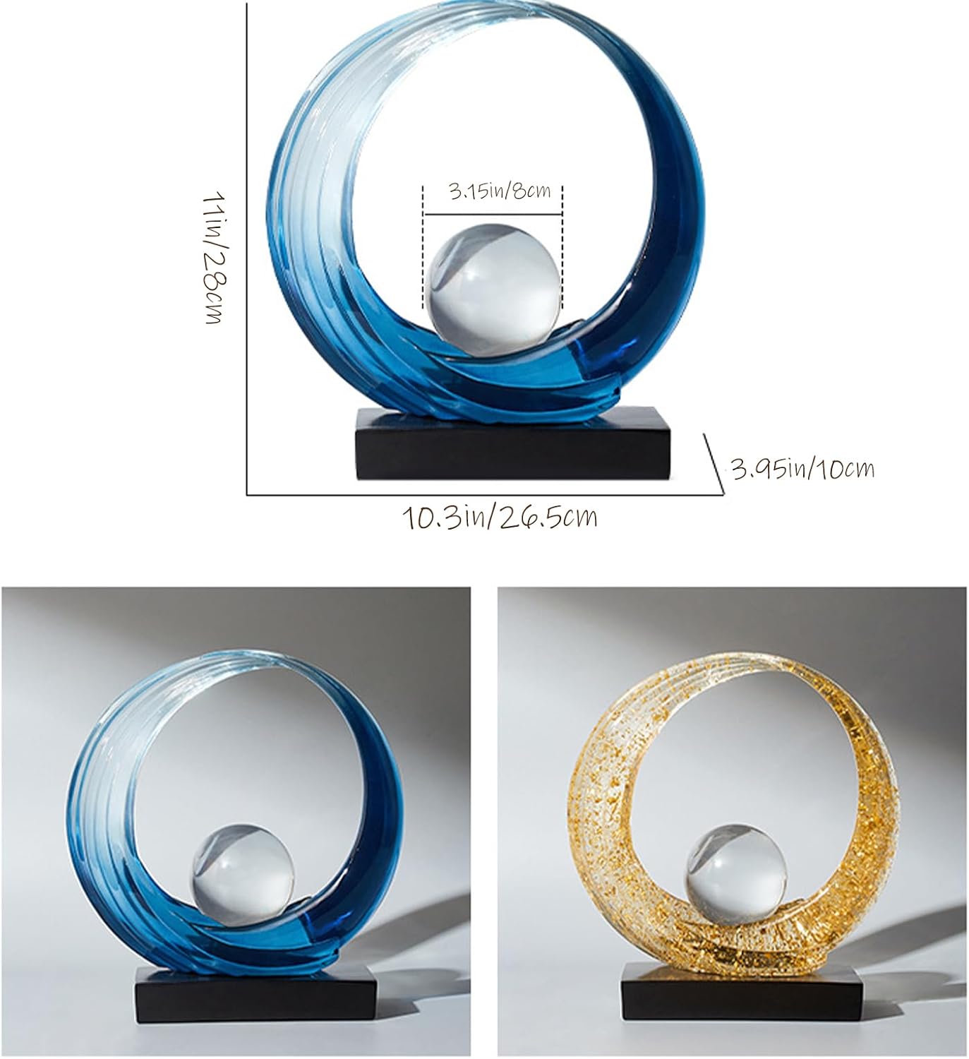 Wave Resin Origami Statue Modern Abstract Home Decoration Sculpture Abstract Office Desk / Blue