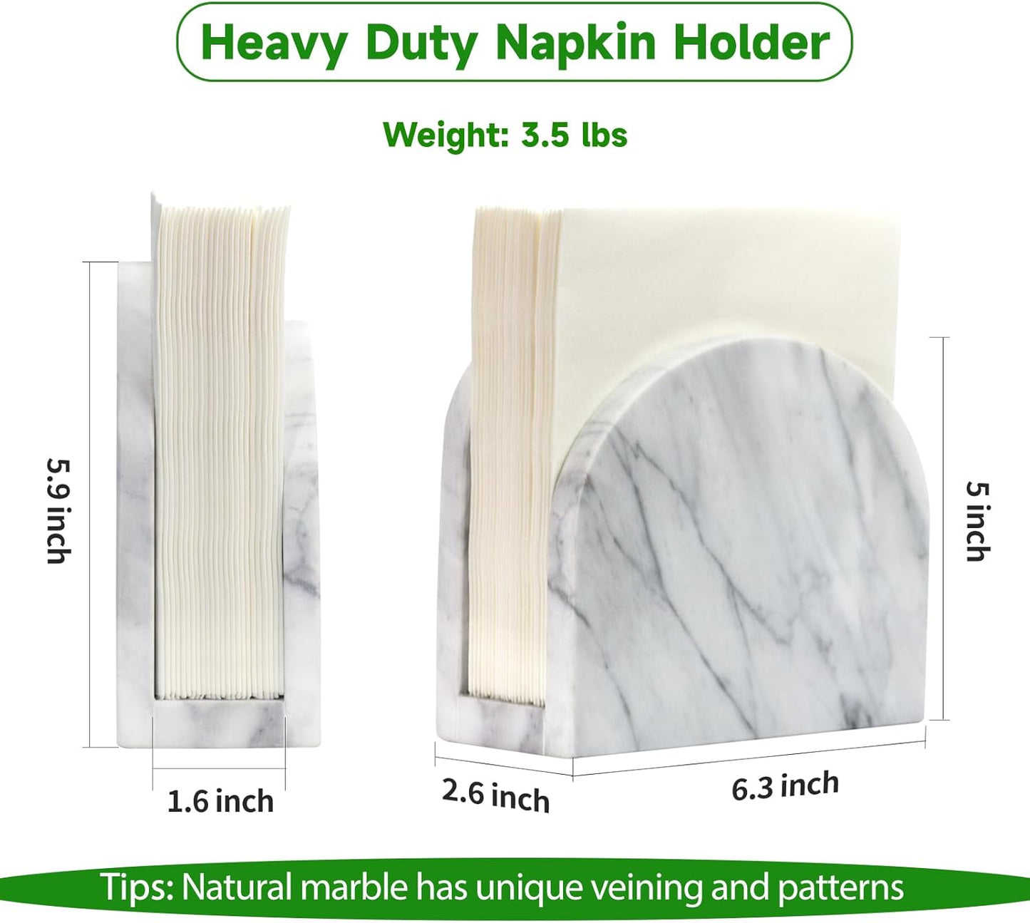 Marble Napkin Holder / White