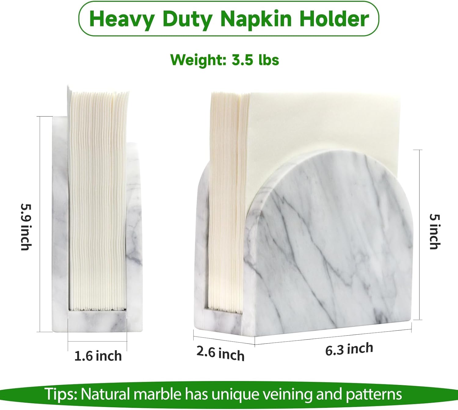 Marble Napkin Holder / White