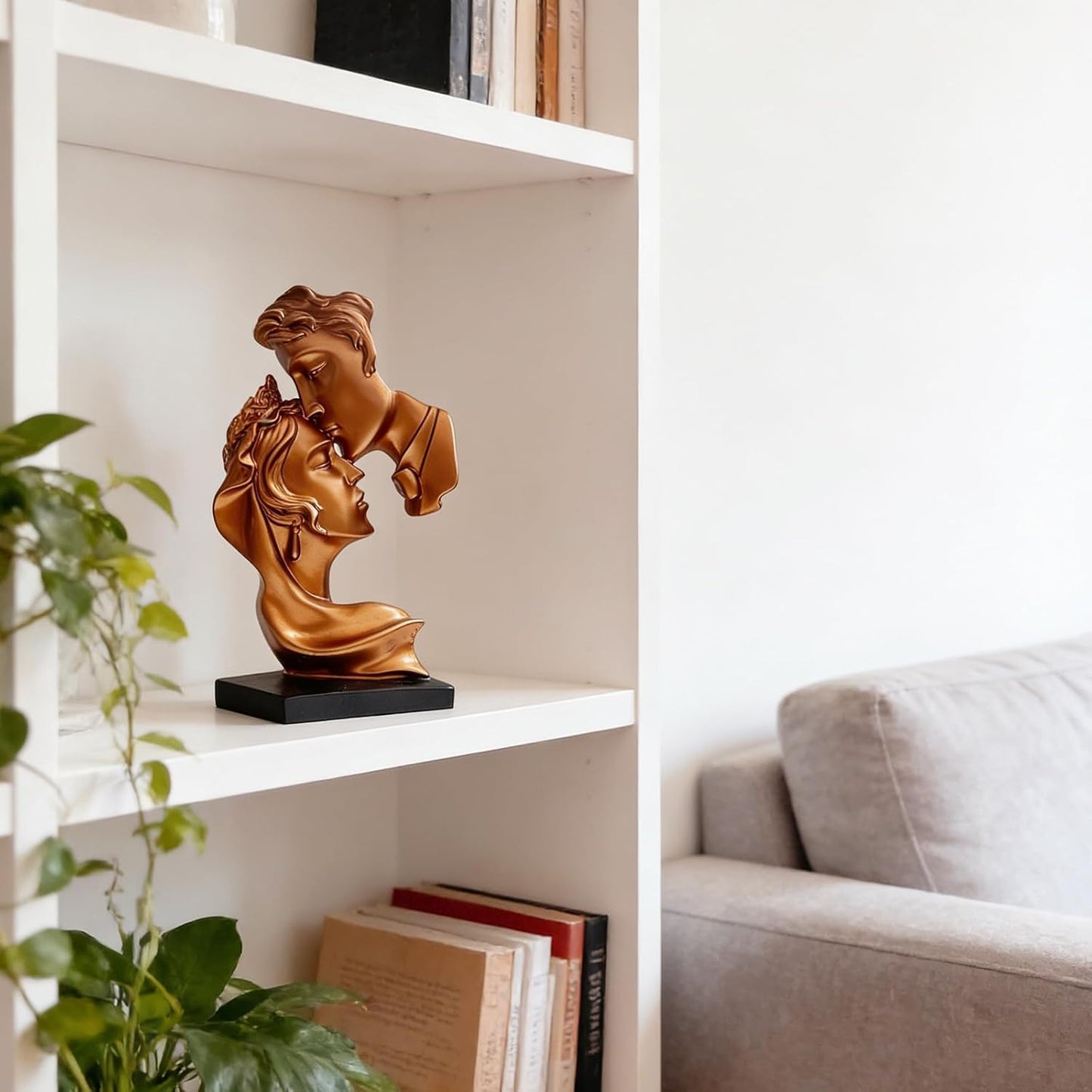 Abstract Art Couple Sculpture Home Furnishing Resin Statue Decoration Romantic Statue / Copper Red