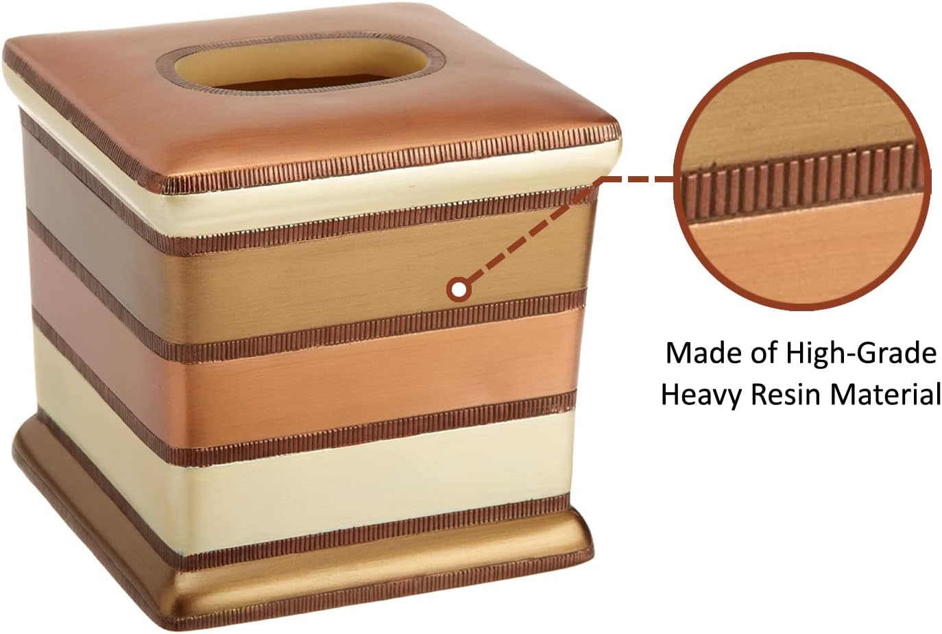 Zahari Home 2pc Contempo Luxury Bath Accessories Set Waste Basket & Tissue Box Modern Classic Contemporary Decorative