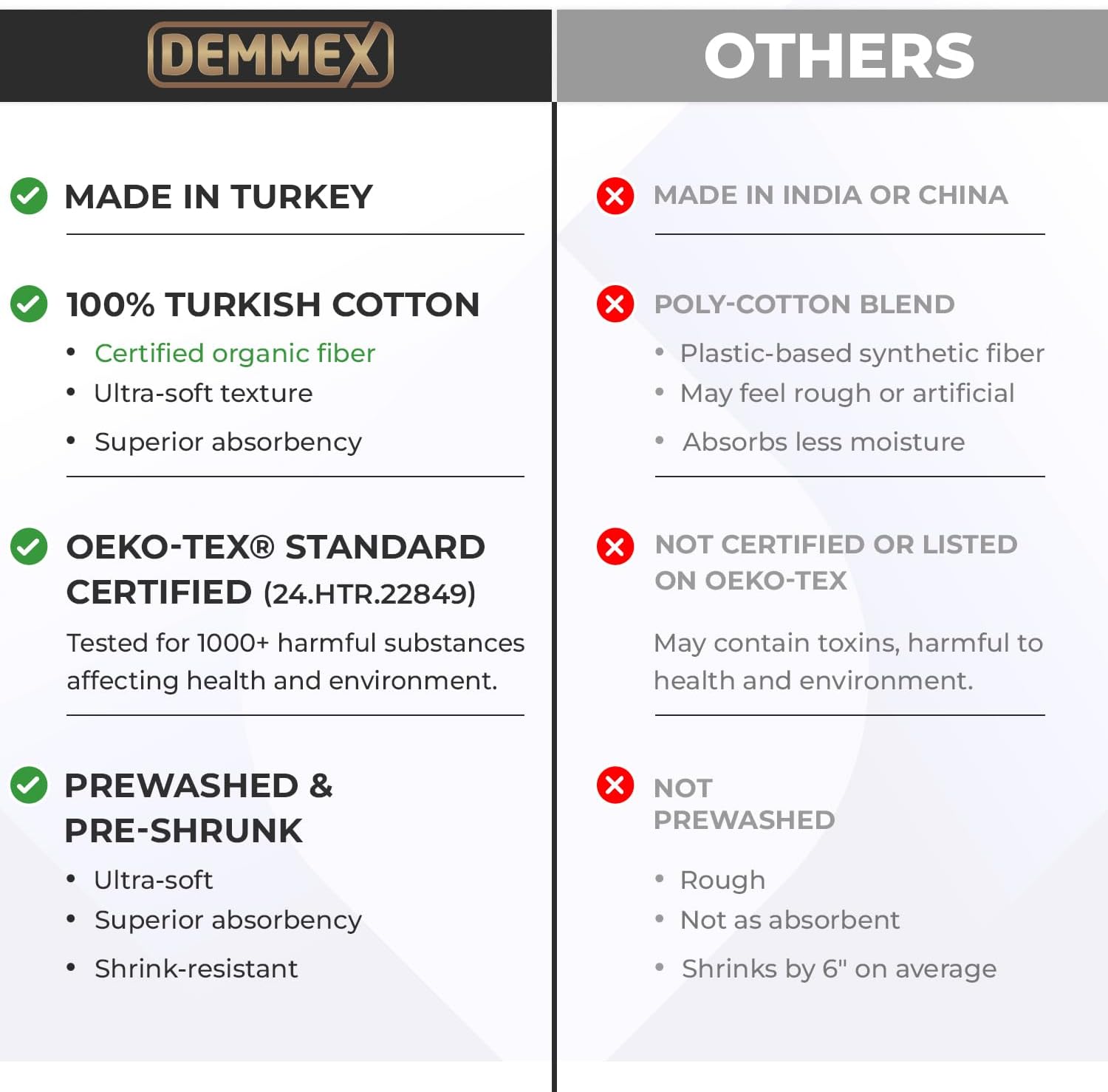 DEMMEX Organic Diamond Turkish Bath & Beach Towel | 100% Oeko-TEX Certified Turkish Cotton, Ultra-Soft, Quick-Dry
