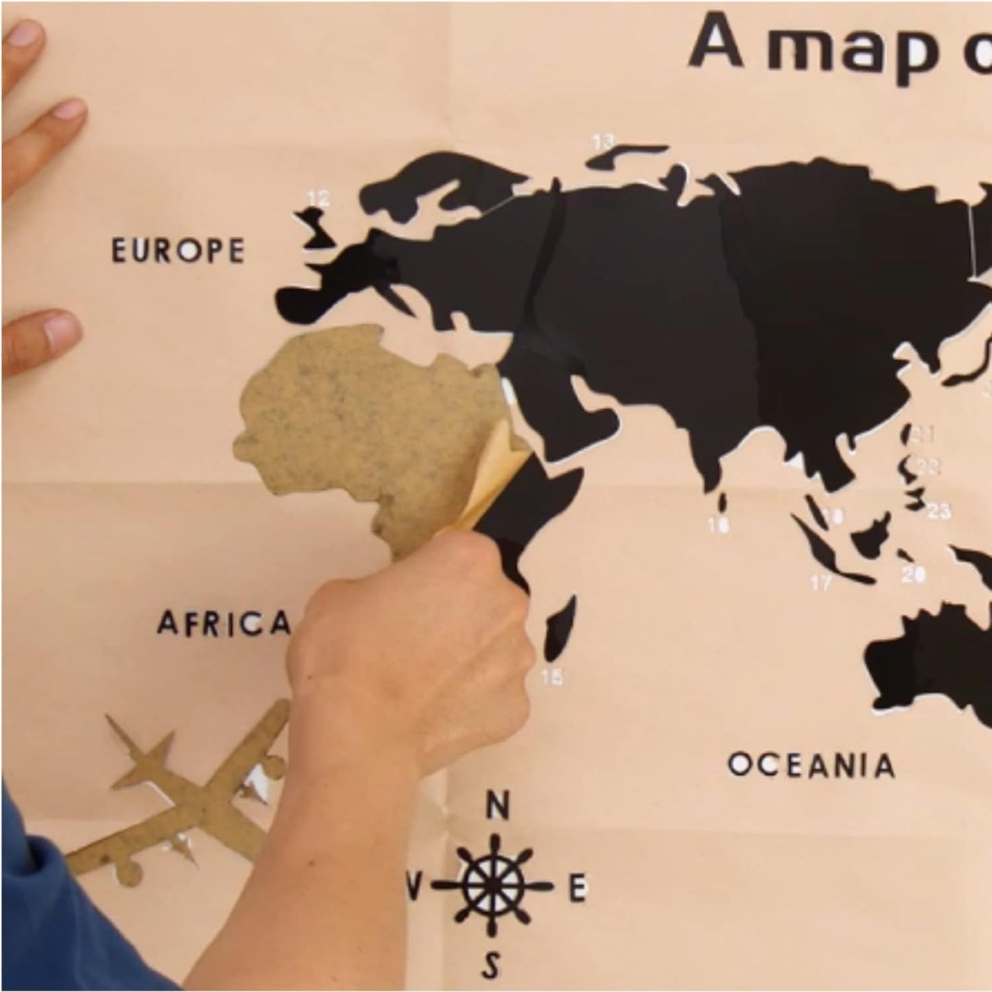 3D World Map Wall Stickers Decor Murals DIY Decal / Large / Black / 71 x 40