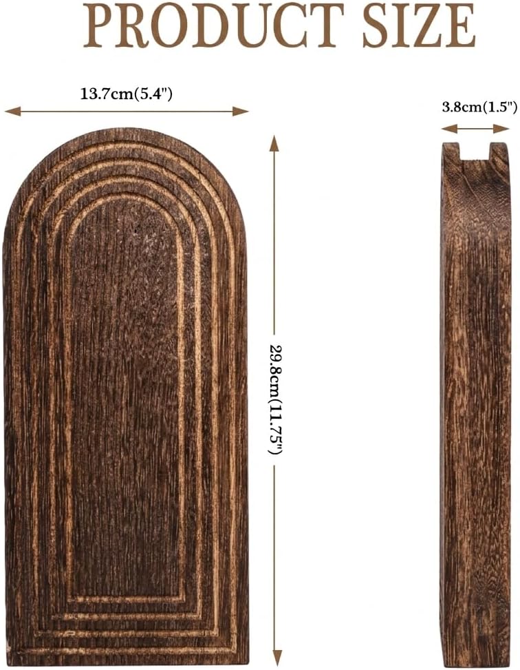 Wooden Wall Vases / Darkbrown+dried Flowers / 2 PC / Set of 2