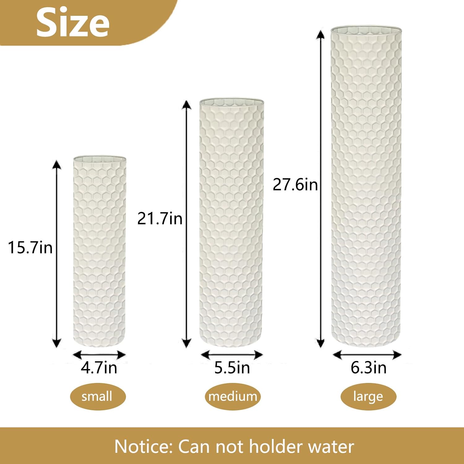Large Metal Decorative Vases / Ivory / 27.6 Inch / Set of 3