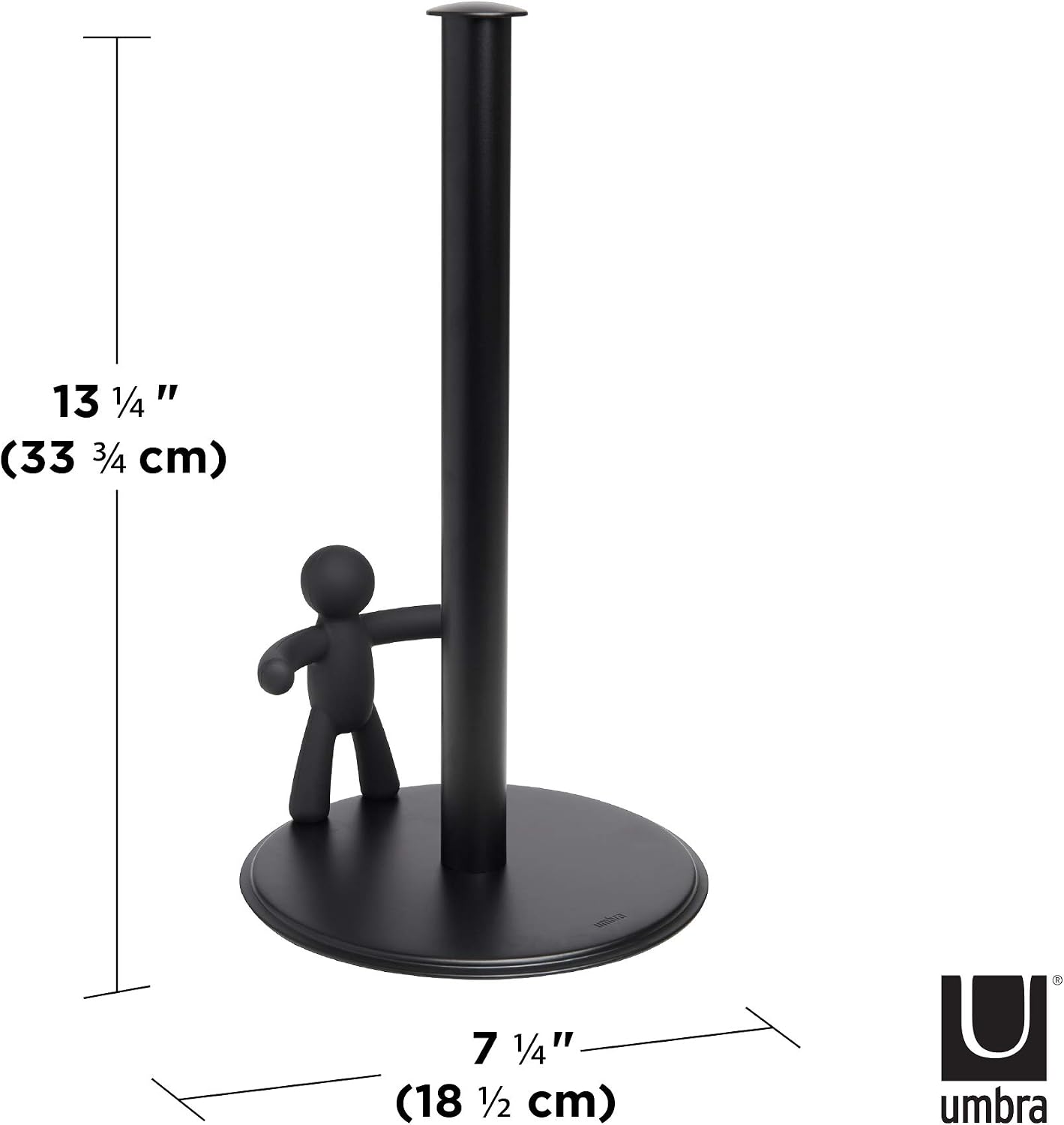Umbra Buddy Countertop Paper Towel Holder, Black | Fits standard paper towel rolls, kitchen counter, bathroom, office