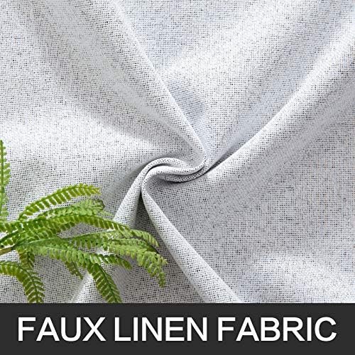 MIULEE 100% Blackout Linen Curtains for Bedroom 52x96 Inches Grayish White