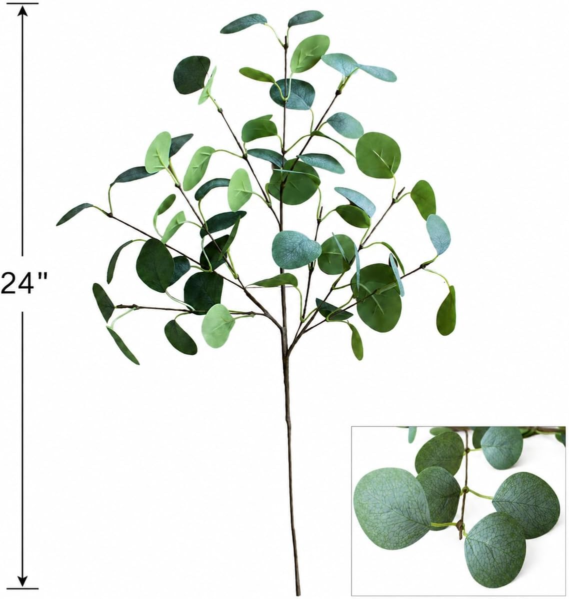 Realistic Bendable Faux Greenery Branches for Vase / Eucalyptus / Set of 4