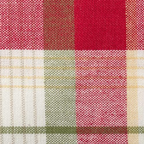 DII Orchard Plaid Collection Linen Tabletop Essentials, Napkin Set, 20x20, Taupe/Red, 6 Piece