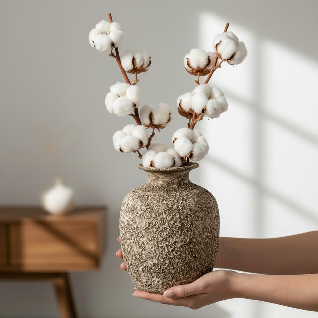 Brown Ceramic Vase / Rustic Brown / 7 Inch