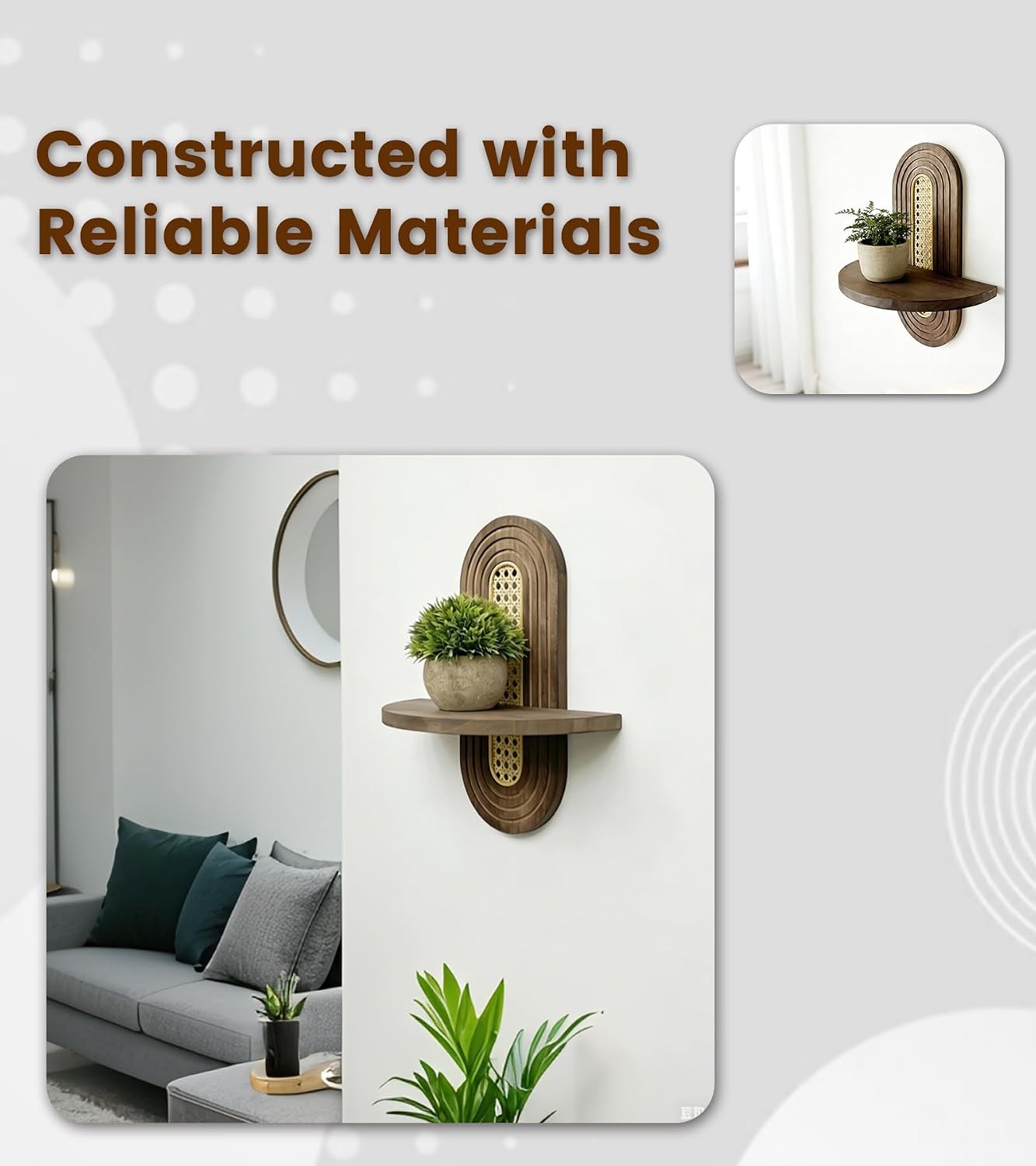 Wood Shelves / Wooden Arched Floating Shelf / Natural