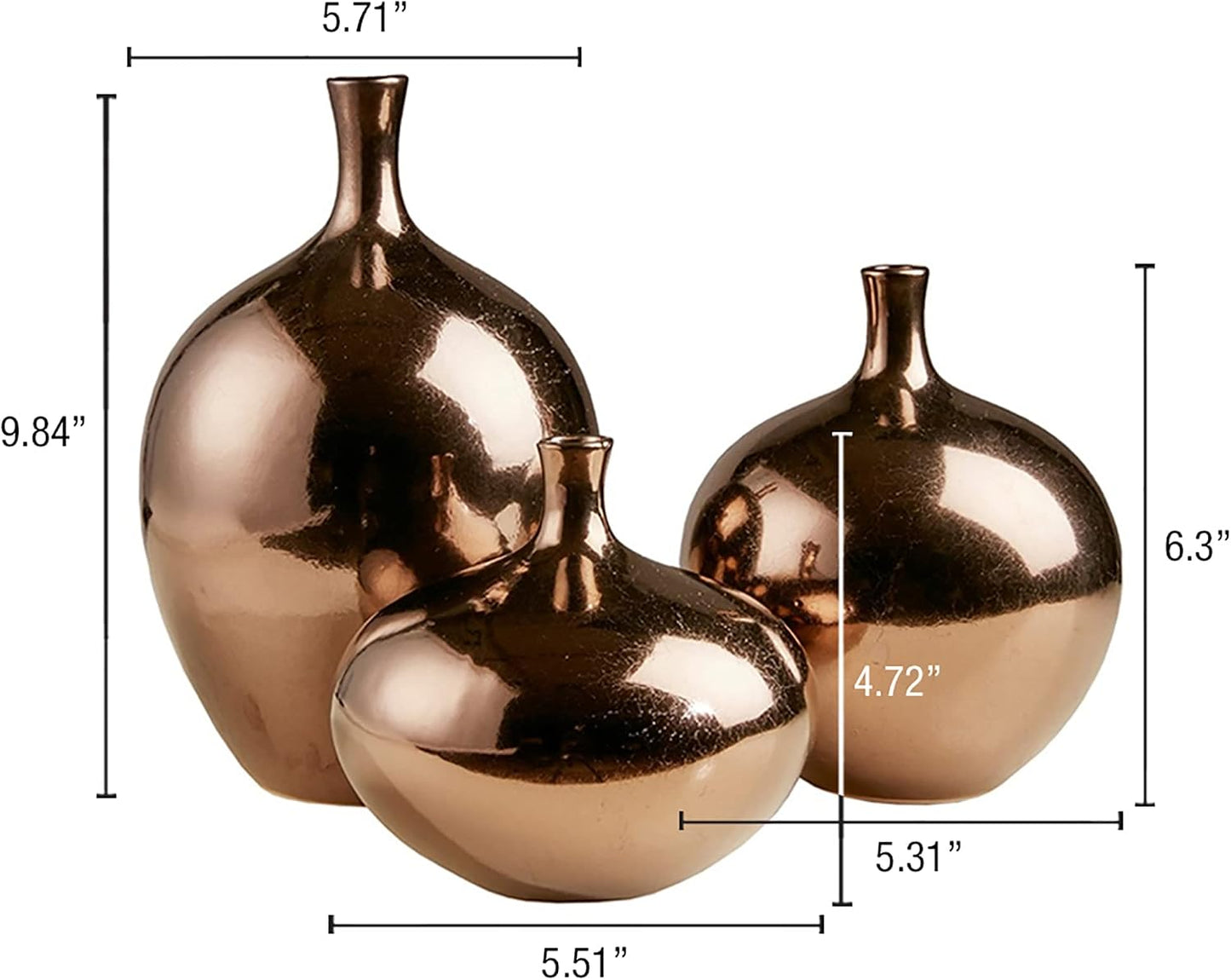 Signature Ansen Ceramic Handmade Vase Set Home Décor / Bronze