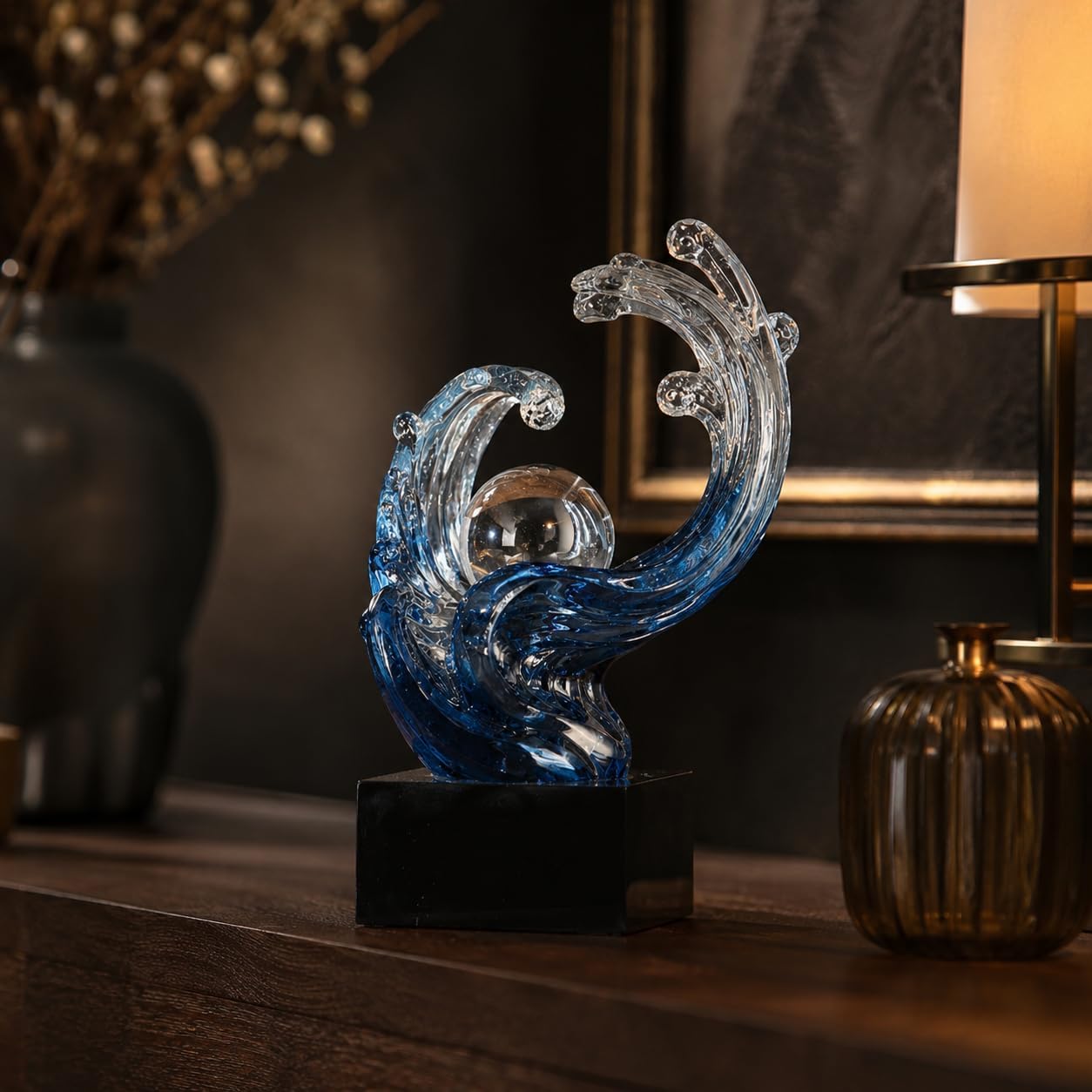 Modern Abstract Decorative Wave Statue / Blue