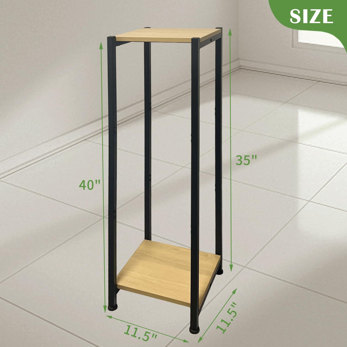 Dipion 40 Inch Tall Plant Stand Indoor,2 Tier Pedestal Stand,Yellow Oak | Rock-Solid Stability,Adjustable Feet,0.8x0.8"