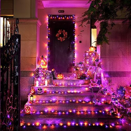 JMEXSUSS 163 FT 500 LED Orange and Purple Halloween String Lights Indoor