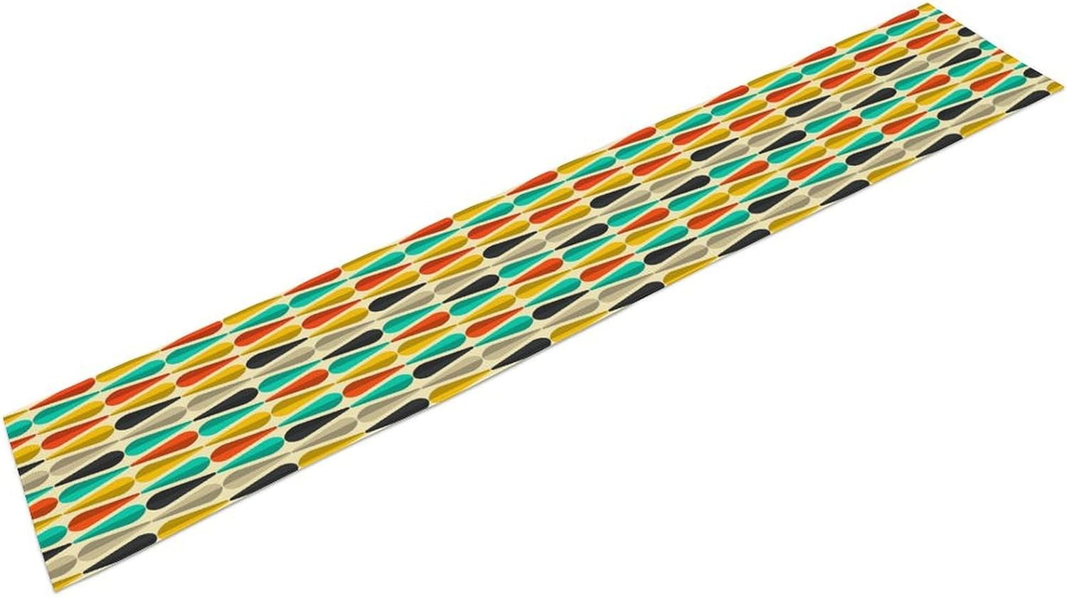 Mid Century Table Runner, Abstract Aesthetic Geometric Mid Century Retro Modern Patterns Printed Linen Table Runner for